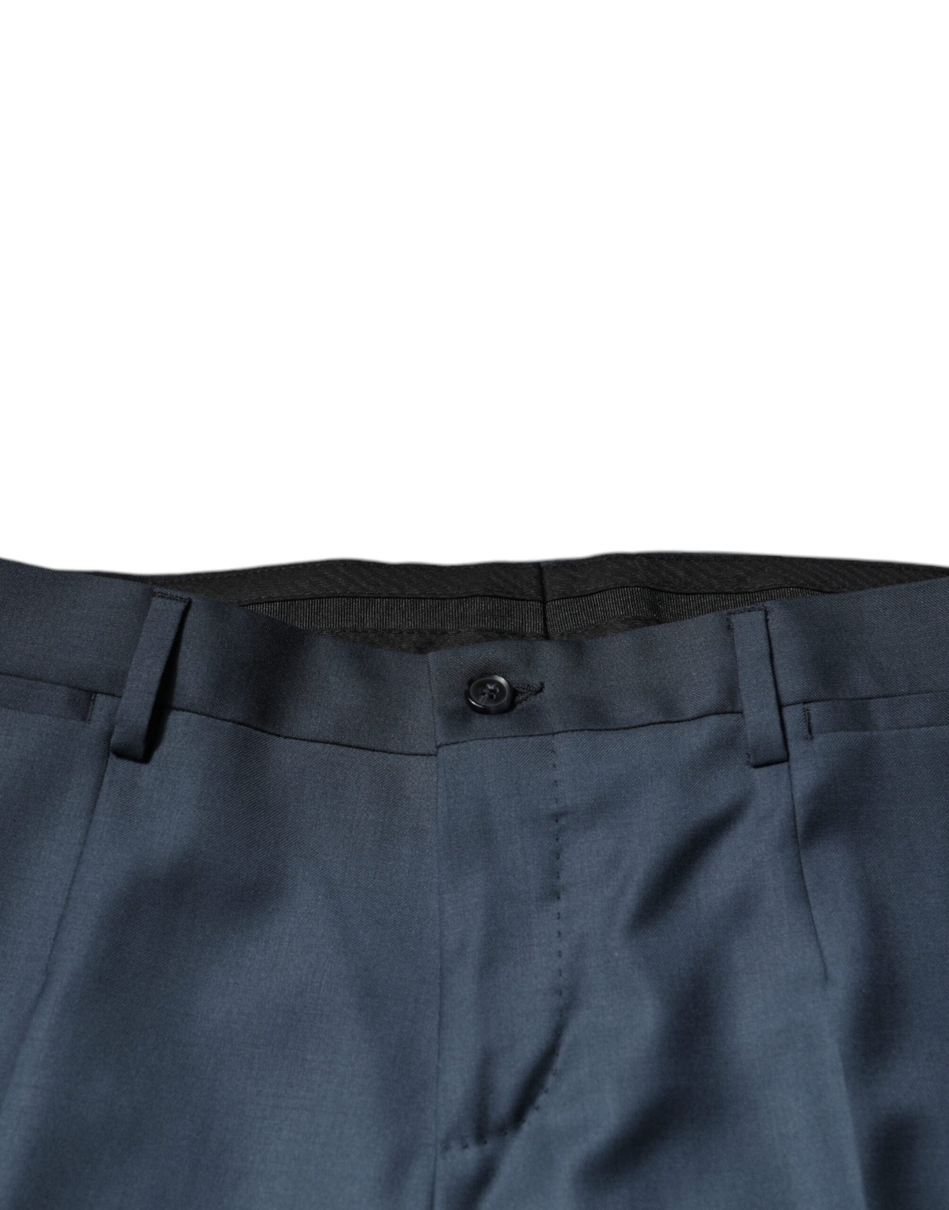 A pair of blue wool tapered formal dress pants from the brand Dolce & Gabbana