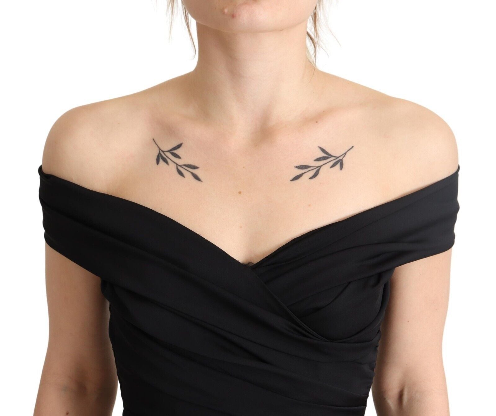 Black dress with off-shoulder design