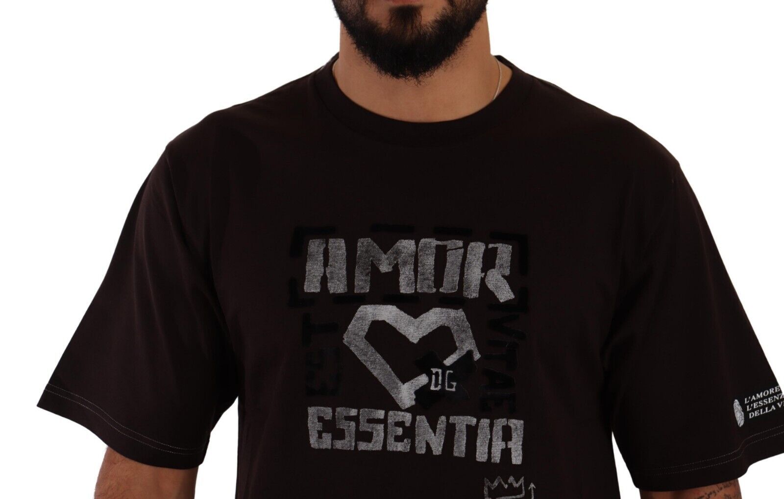 Black t-shirt with white lettering