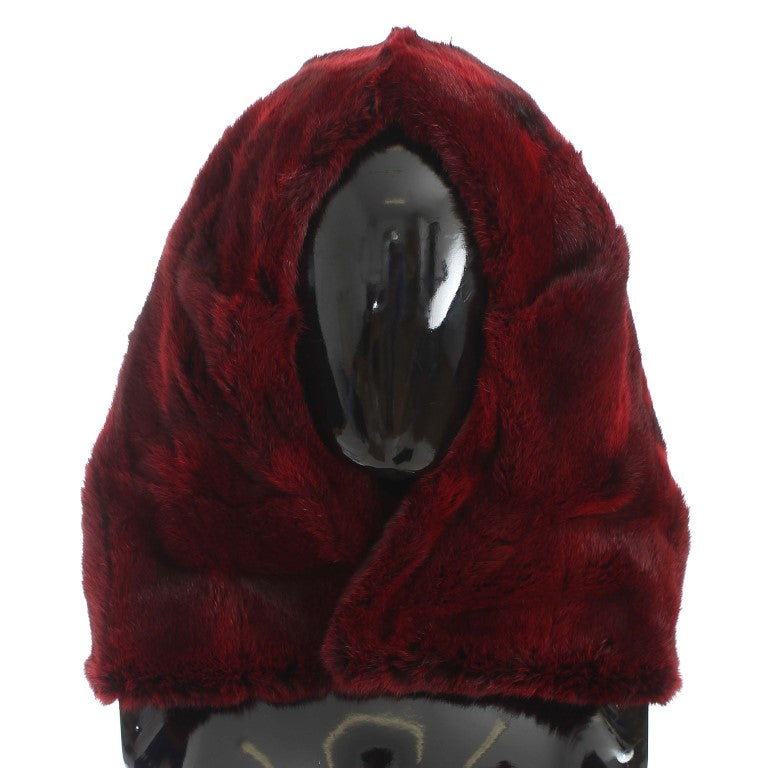 Red furry hooded hat