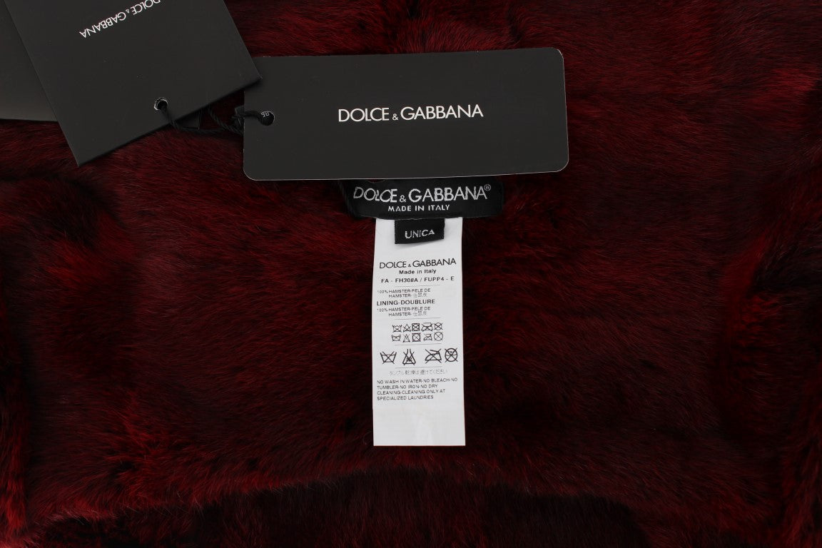 Furry red bag on a table