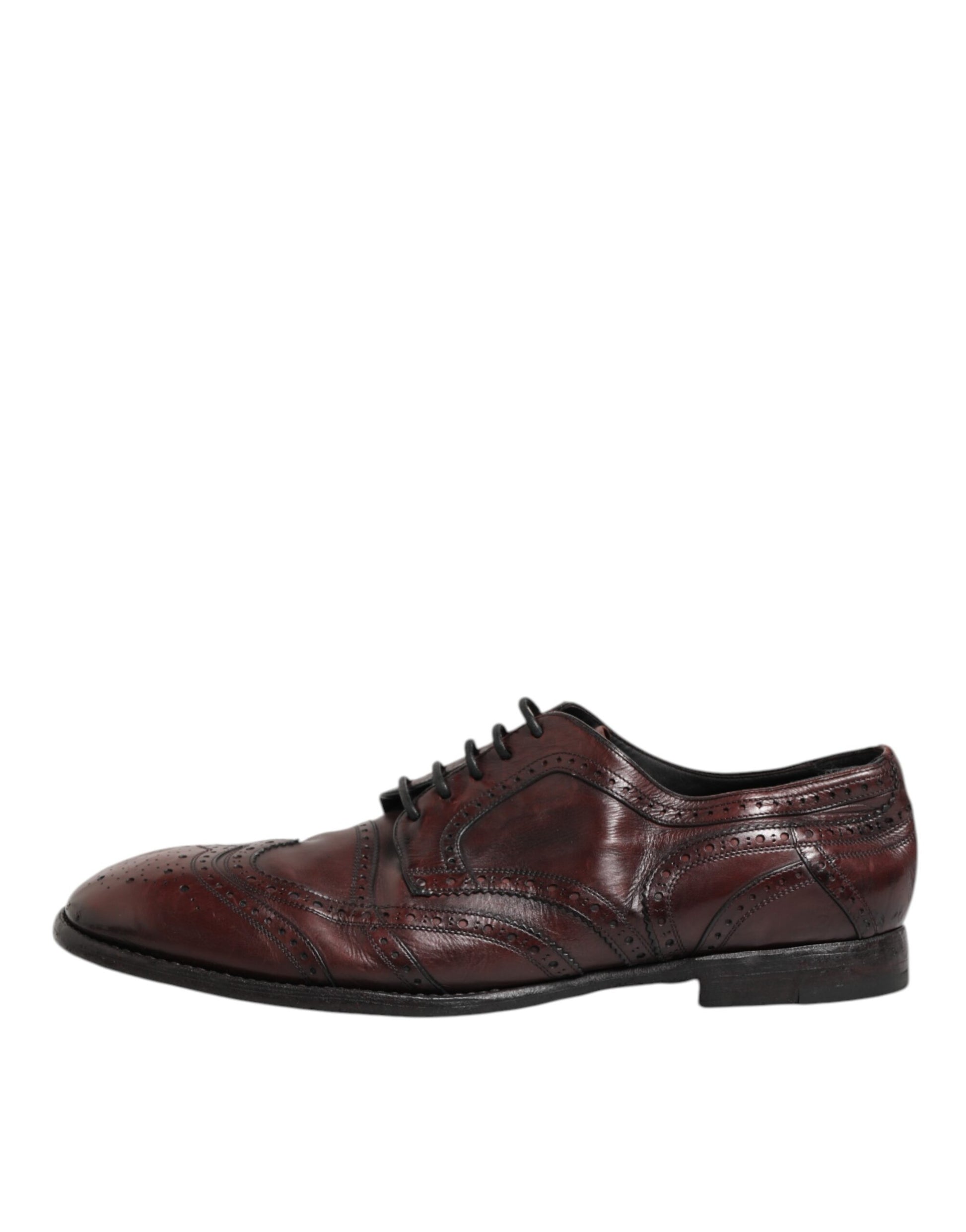 Pair of men's dress shoes with laces, featuring a bordeaux leather design