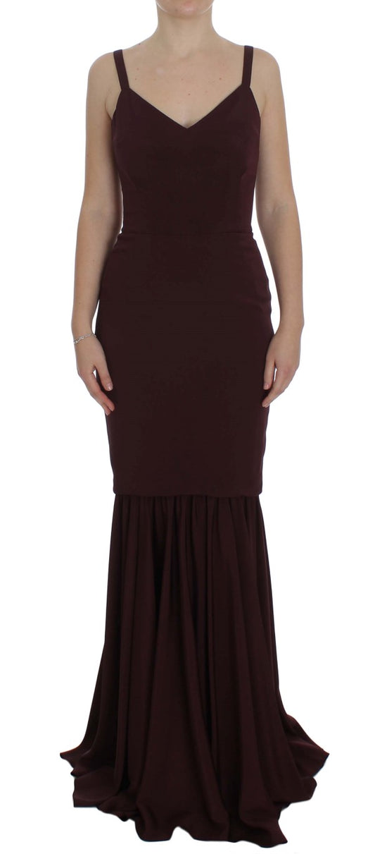 Long sleeved burgundy dress with ruffles on hem