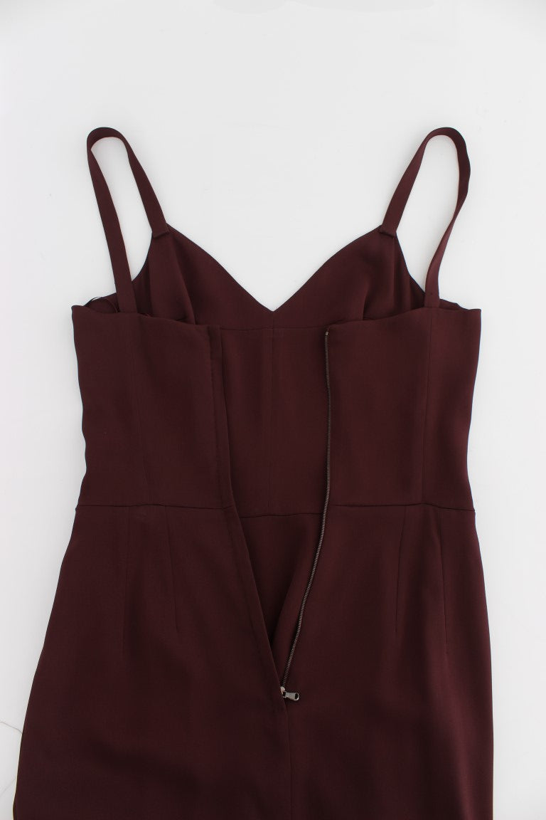Burgundy sleeveless dress with zipper detailing