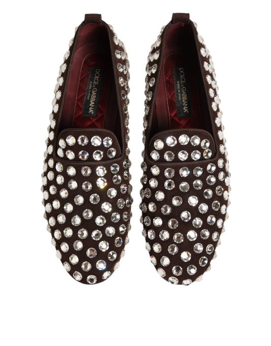 Pair of loafers with crystal embellishments and suede material