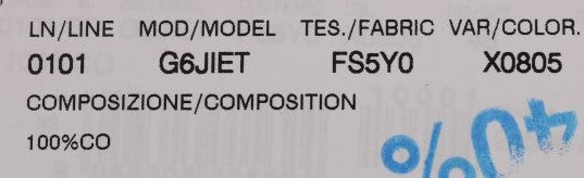 A label with various codes and information about a product. It includes details such as model number, serial