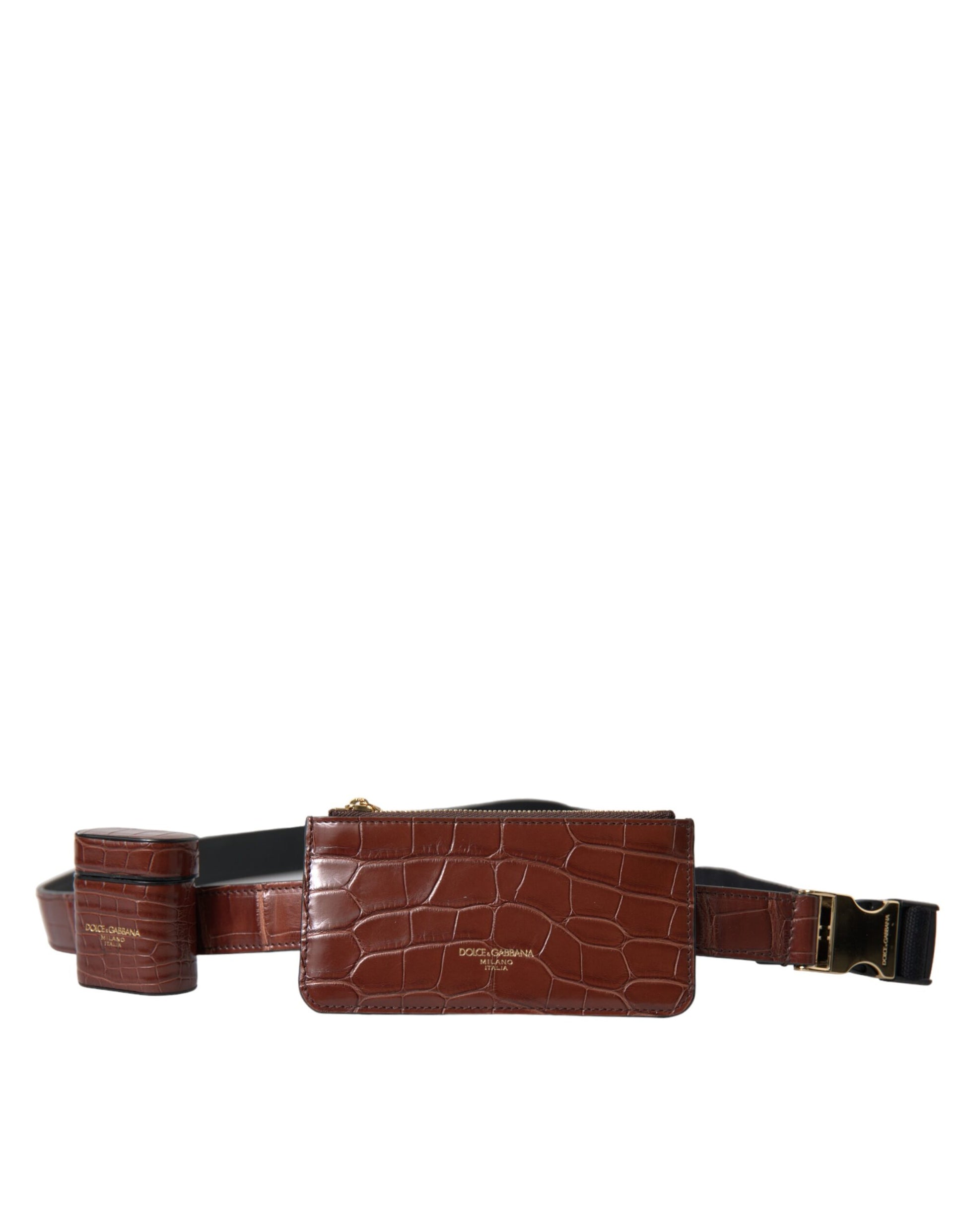 Brown leather handbag with gold accents