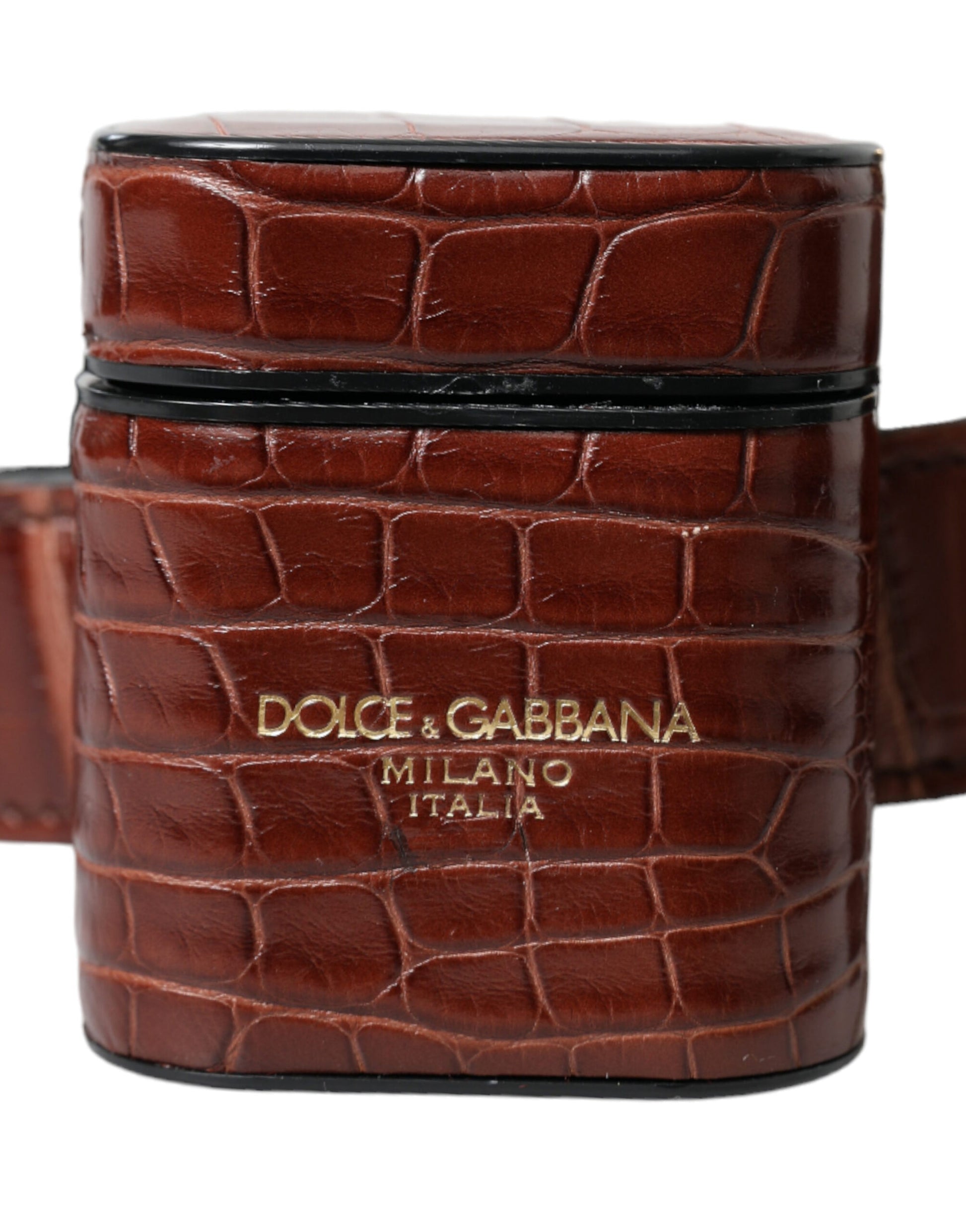Brown leather box with gold logo