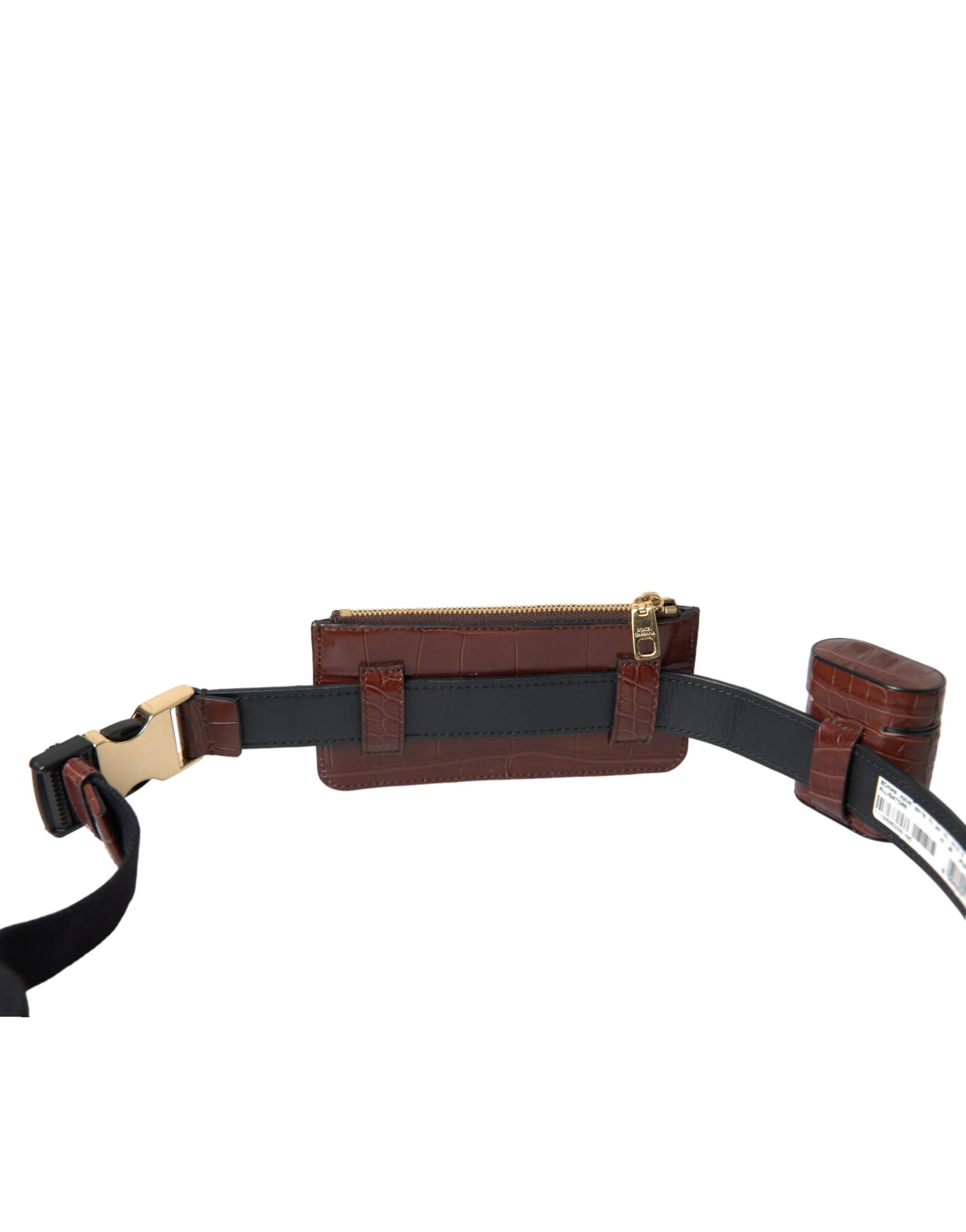Brown leather belt with metal buckle