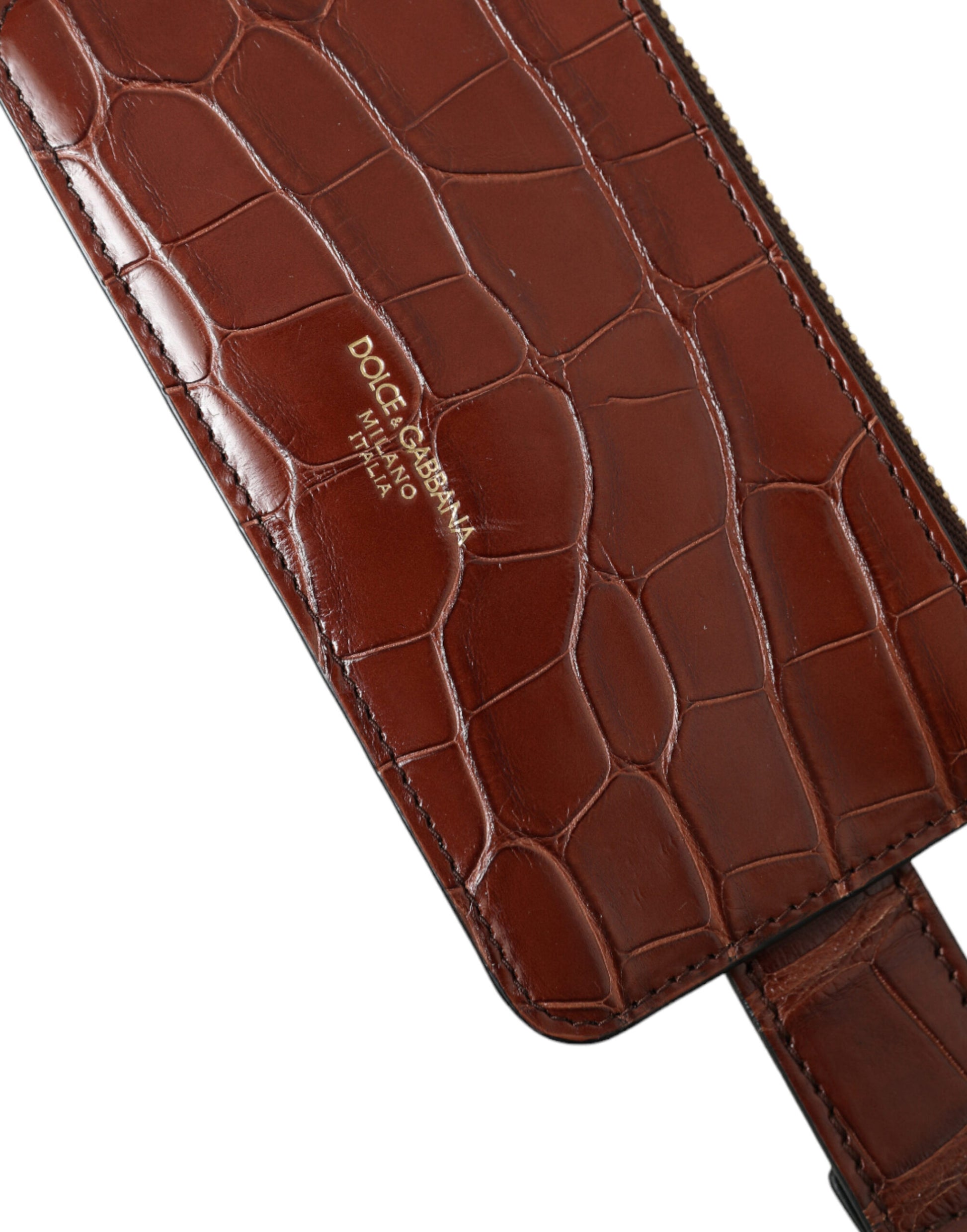 Brown leather wallet with embossed logo