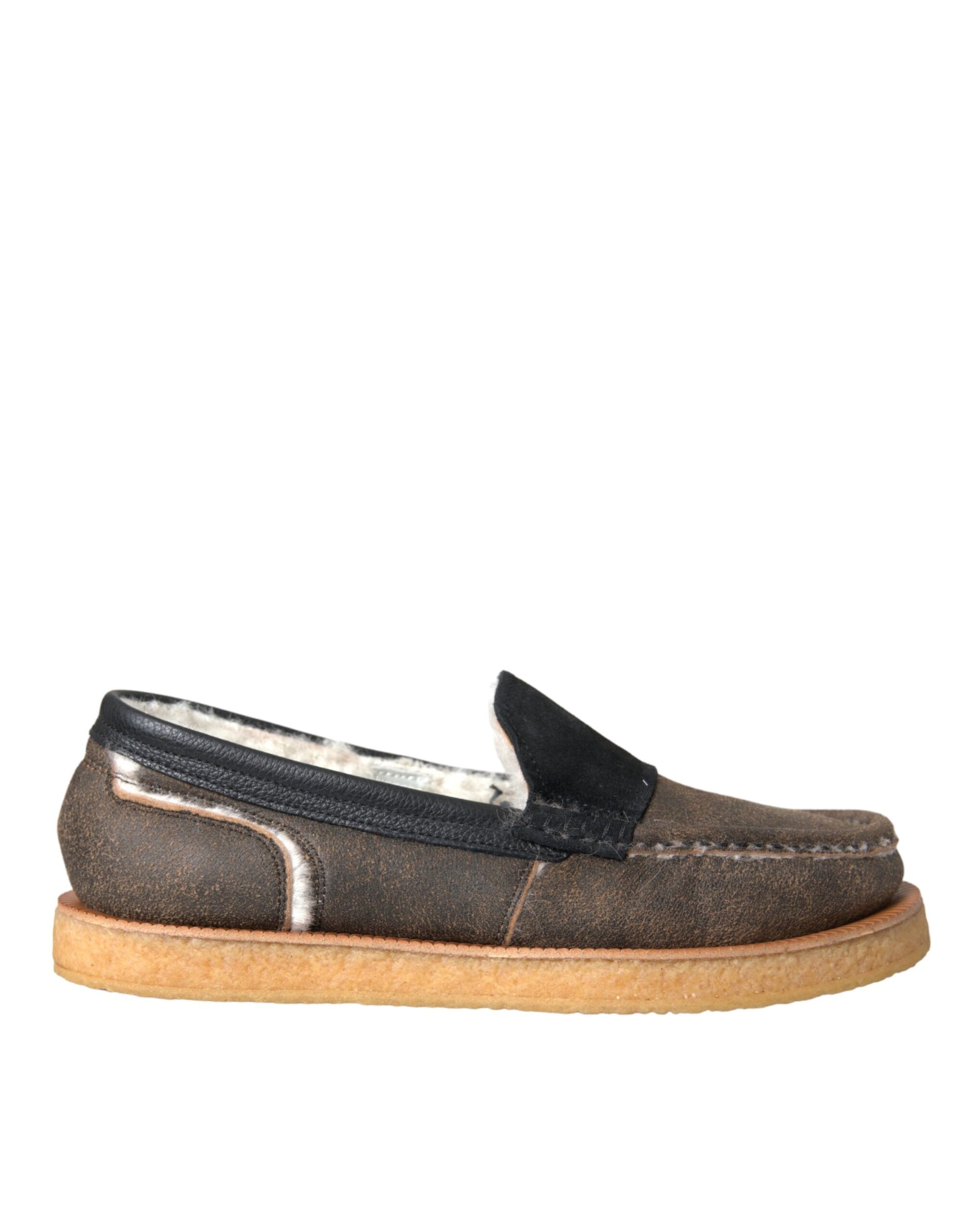 Brown loafer shoe with tan sole