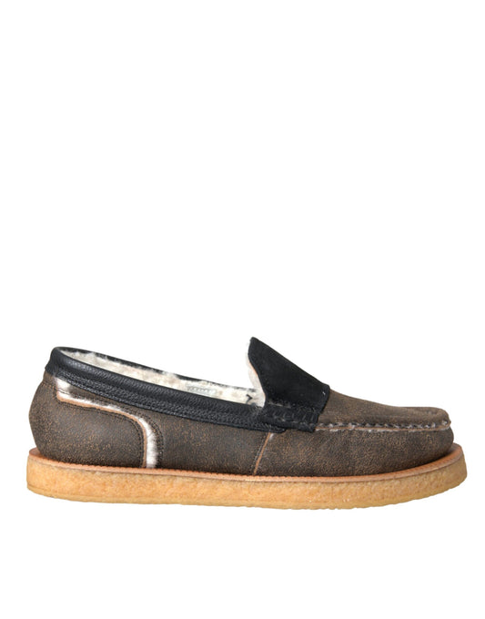 Brown loafer shoe with tan sole