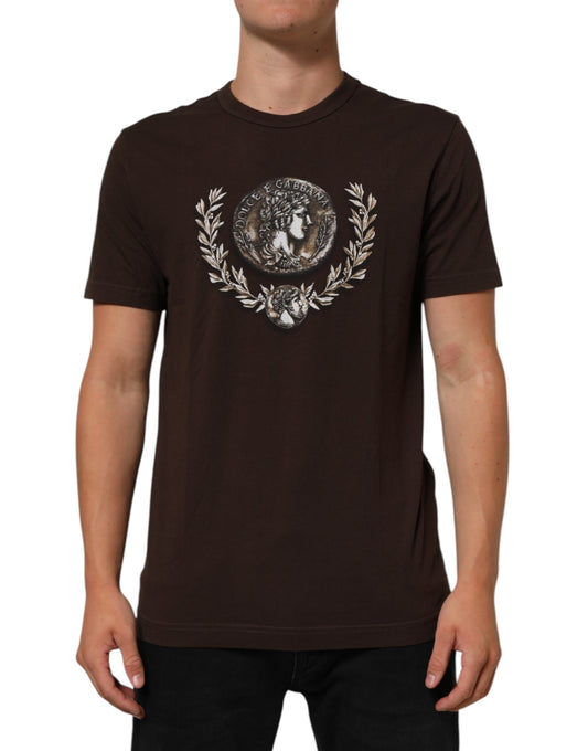 Brown t-shirt with graphic design on front
