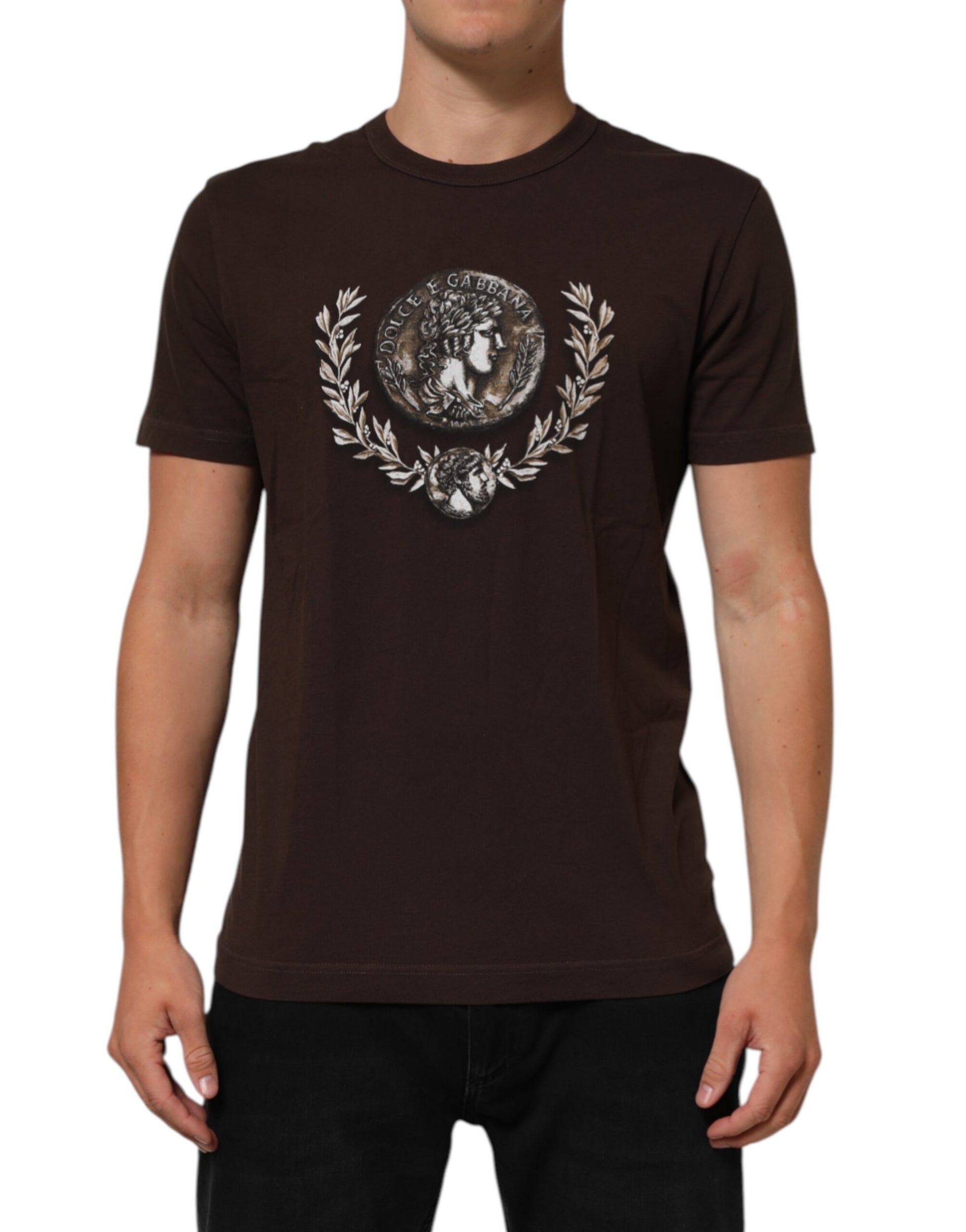 Brown t-shirt with graphic design on front