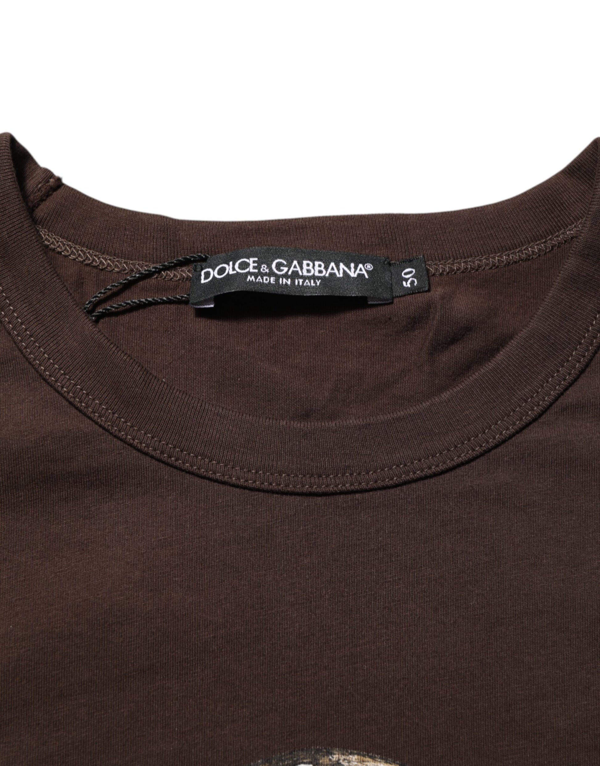 Brown shirt on hanger with brand label