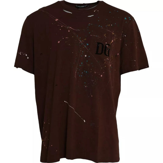 Brown t-shirt with splattered paint design