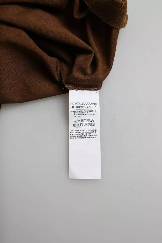 Brown fabric with white tag attached to it
