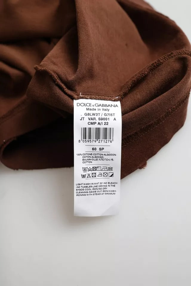 Brown fabric with white tag attached to it