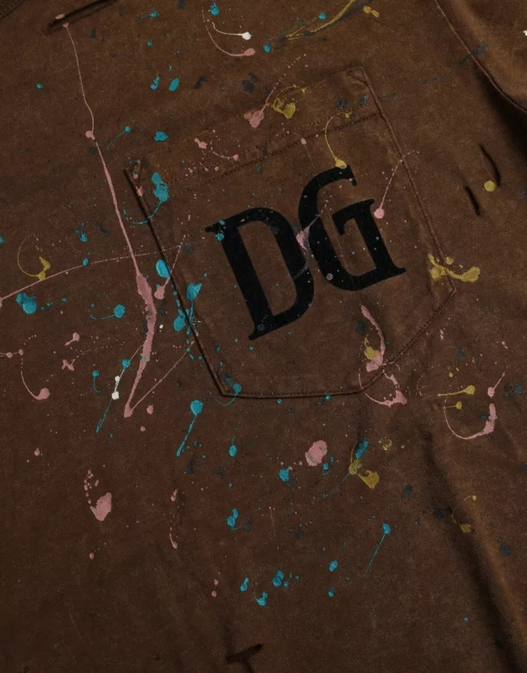 Brown shirt with lettering on front