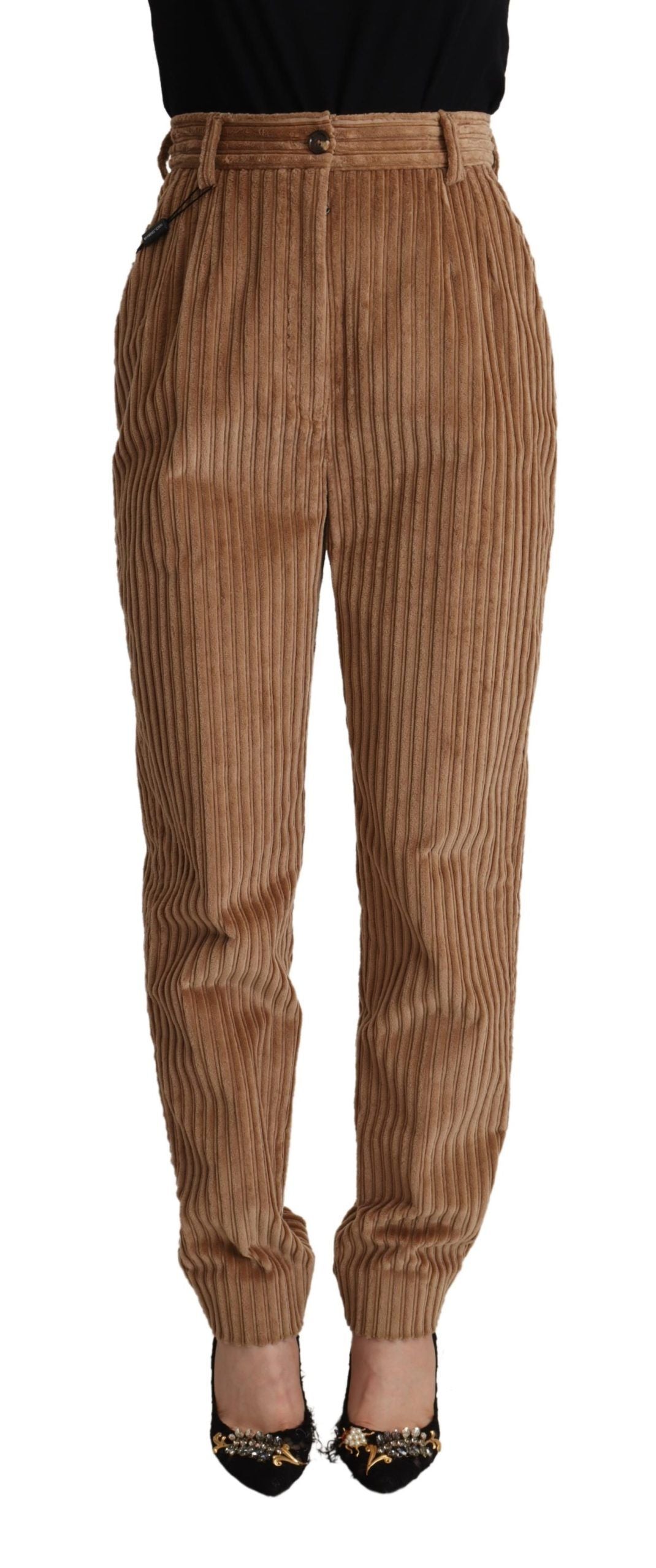 Pair of brown pants with a textured pattern
