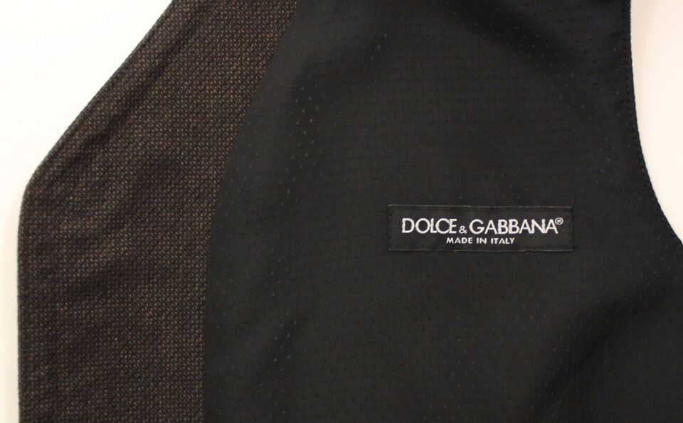 A brown cotton blend vest from Dolce & Gabbana, featuring a label with the brand name