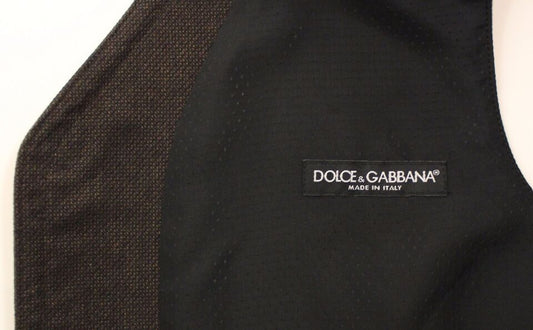 A brown cotton blend vest from Dolce & Gabbana, featuring a label with the brand name