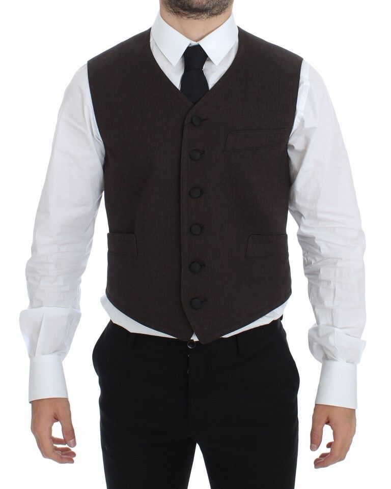 A brown cotton blend vest gilet from Dolce & Gabbana