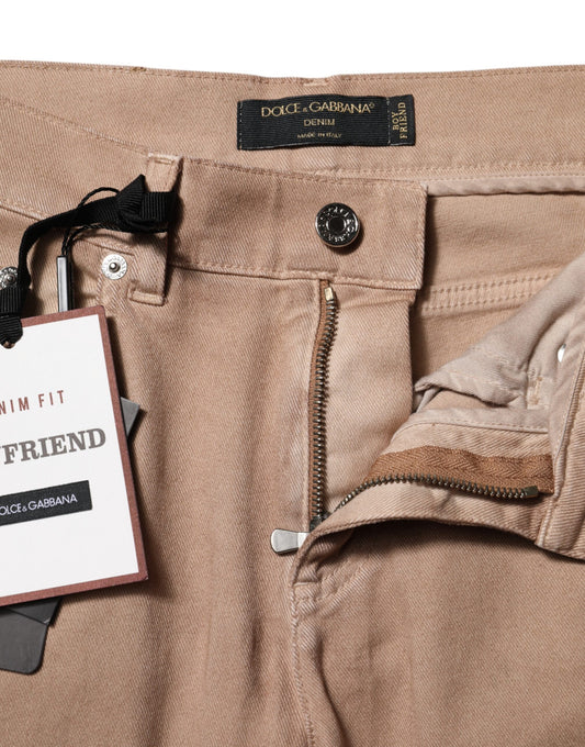 Tan pants with zippered side pockets