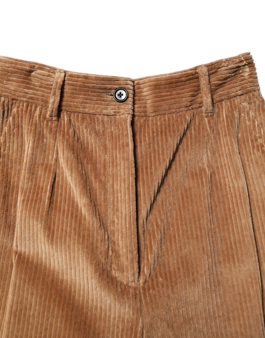 Brown velvet pants with zippered front closure