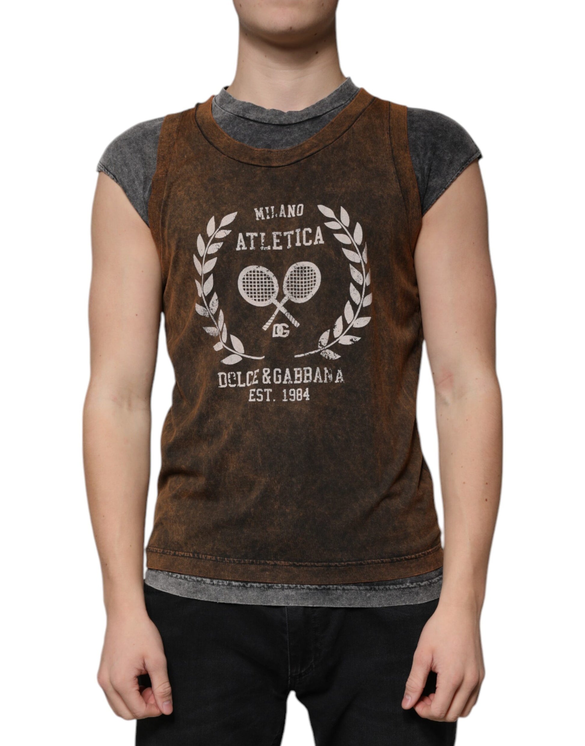 Athletic tank top with logo on front