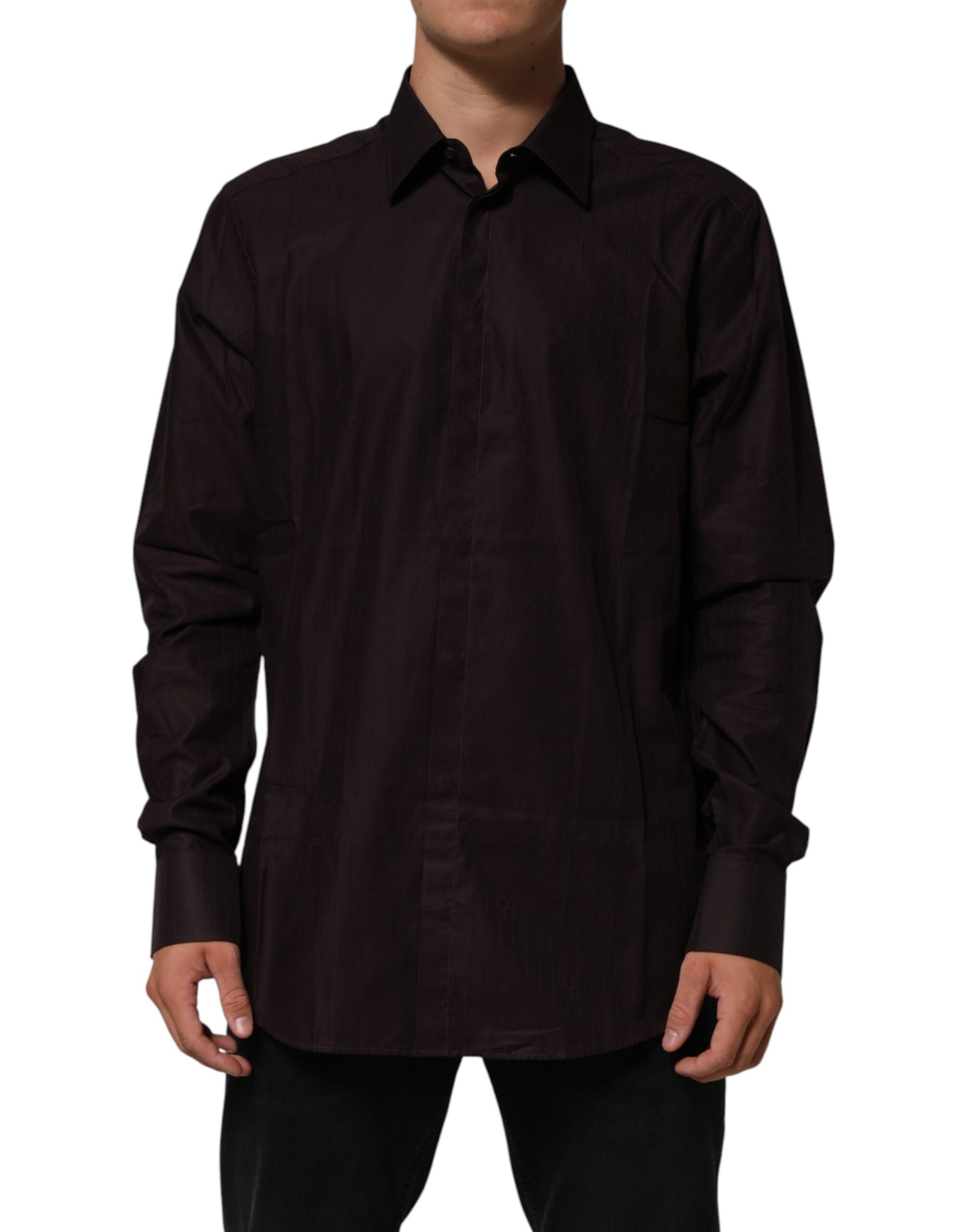 A long sleeved brown cotton dress shirt from Dolce & Gabbana
