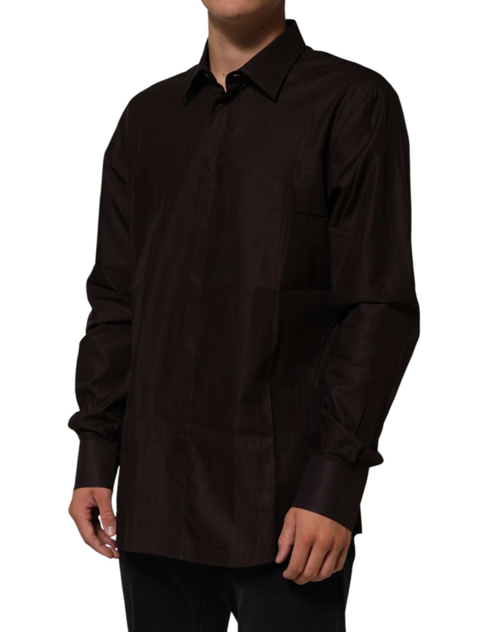 A long sleeved brown cotton dress shirt from Dolce & Gabbana