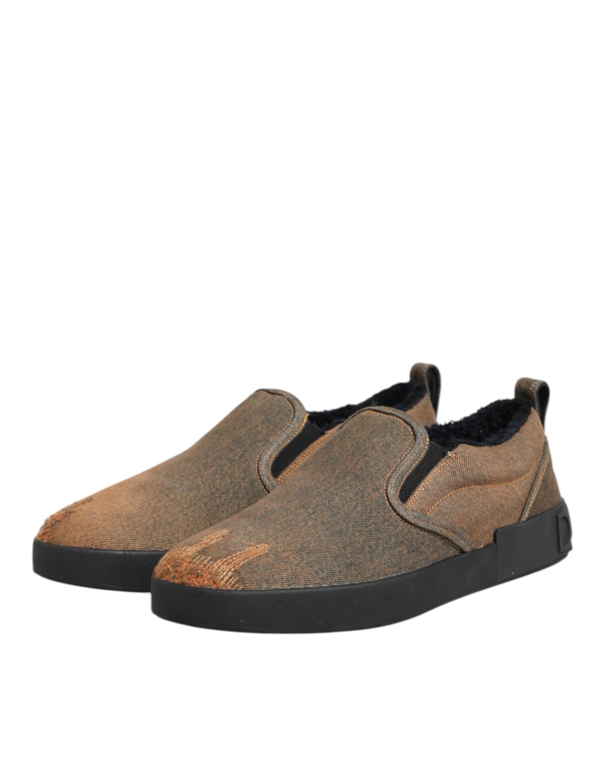 Brown suede shoes with black soles