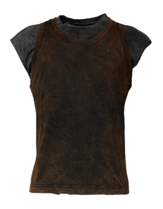 Brown sleeveless vest on mannequin