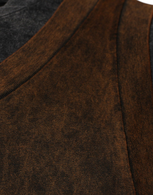 Brown fabric with a ribbed texture