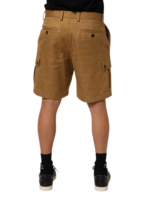 Brown cargo shorts with pockets on a mannequin