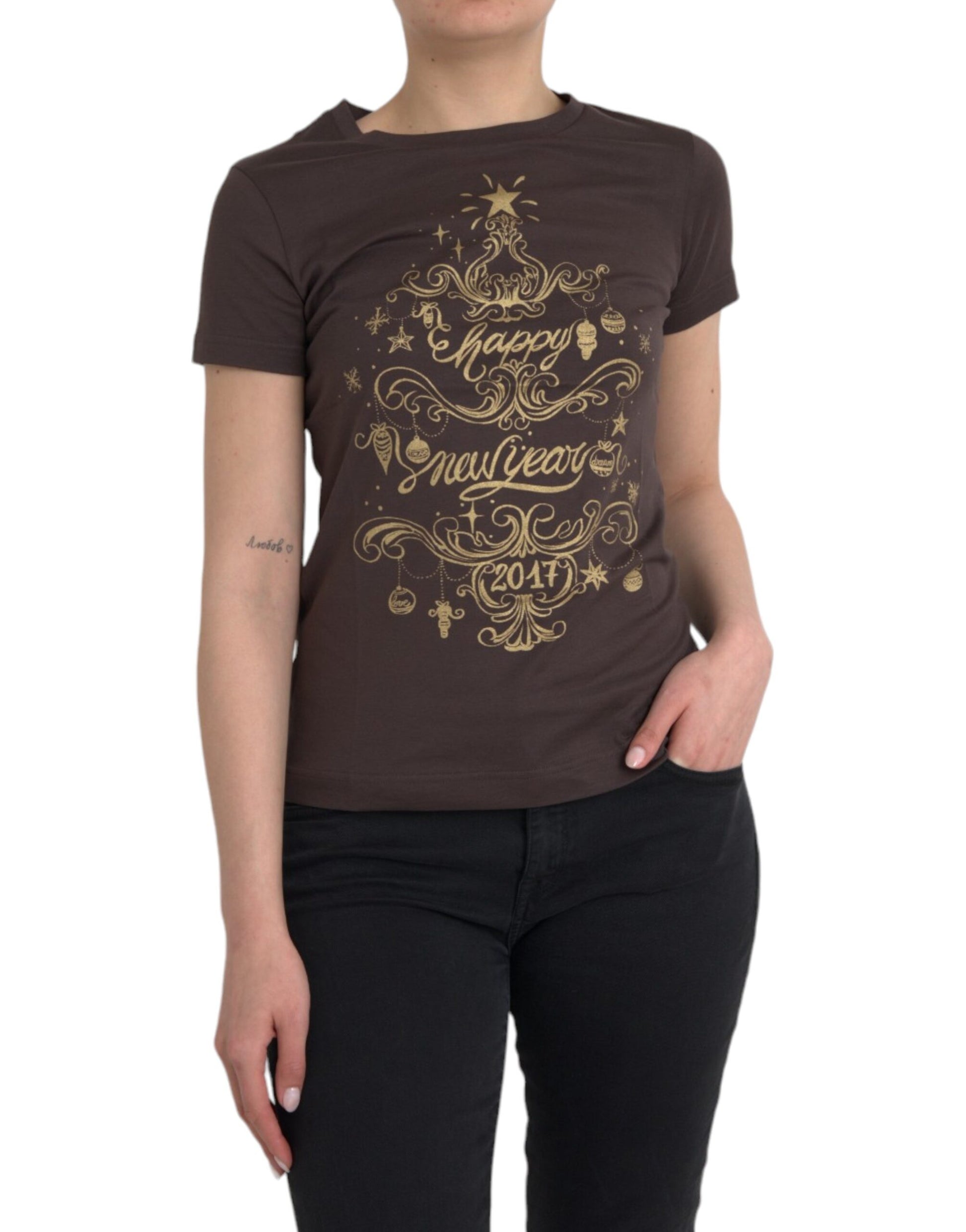 Brown t-shirt with gold lettering for Christmas 2019