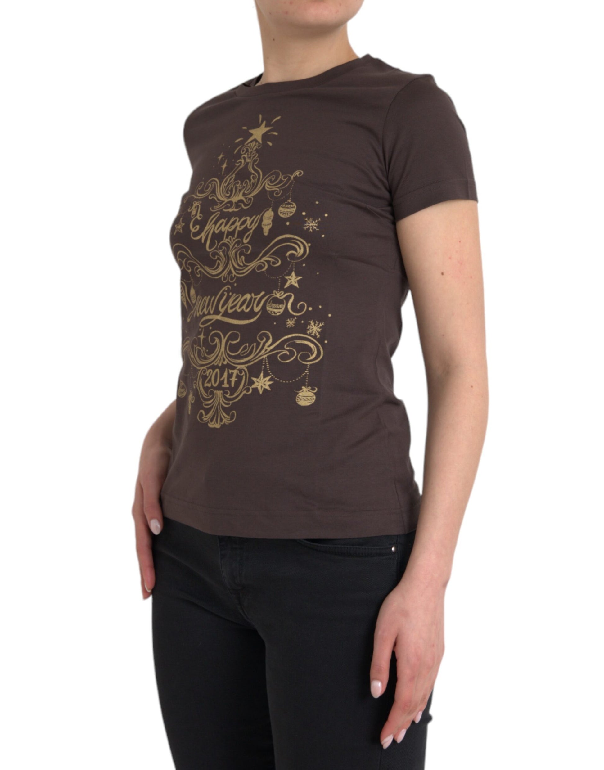 Brown t-shirt with gold lettering
