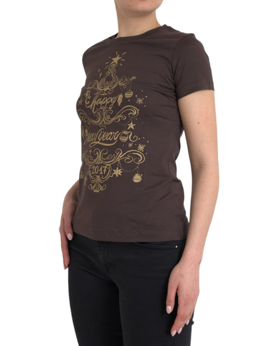 Brown t-shirt with gold lettering