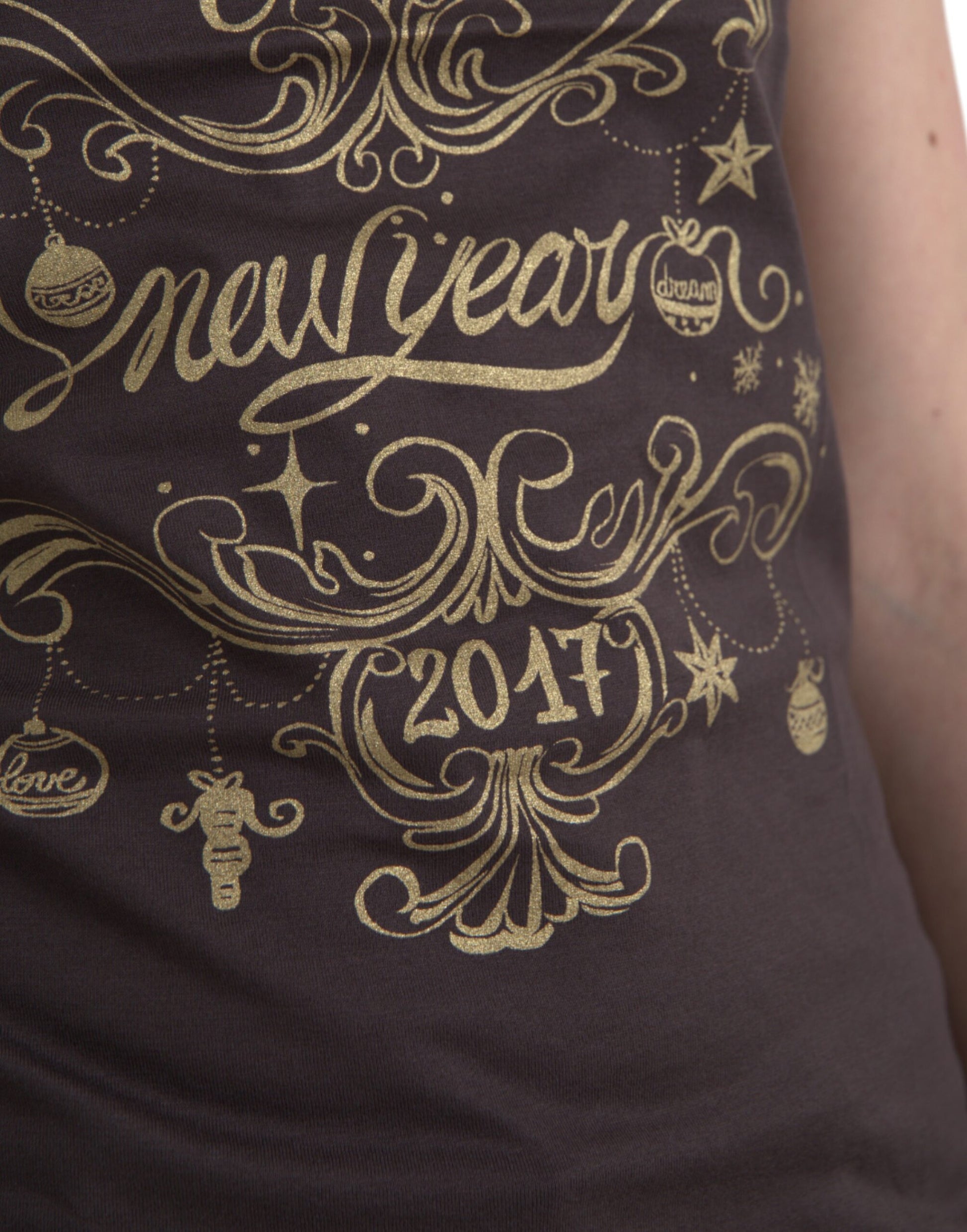 Black shirt with gold New Year's design