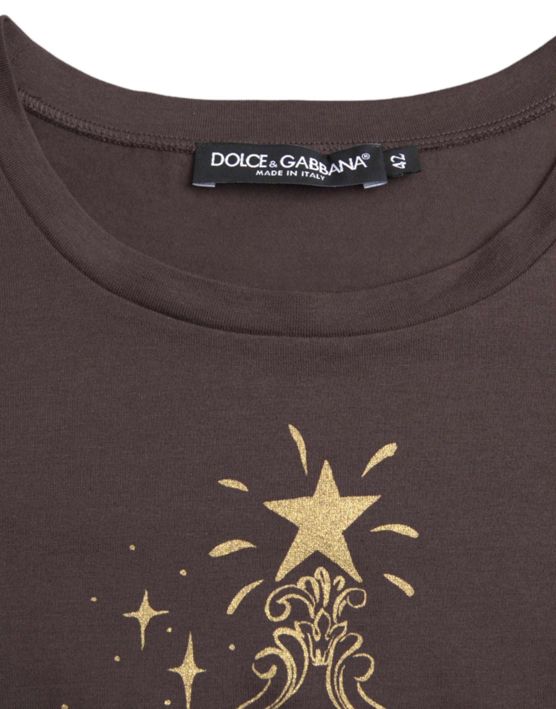 Brown shirt with gold star design on front