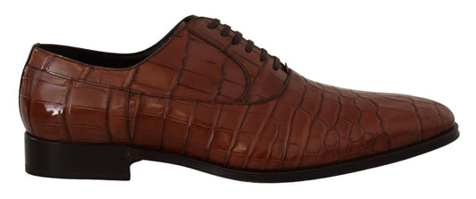 Brown leather dress shoe with laces and a small heel