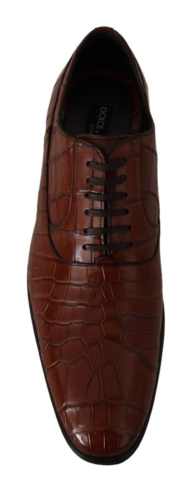 Brown leather dress shoe with laces and a small heel