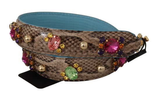 Blue belt with snake skin pattern and colorful jewels