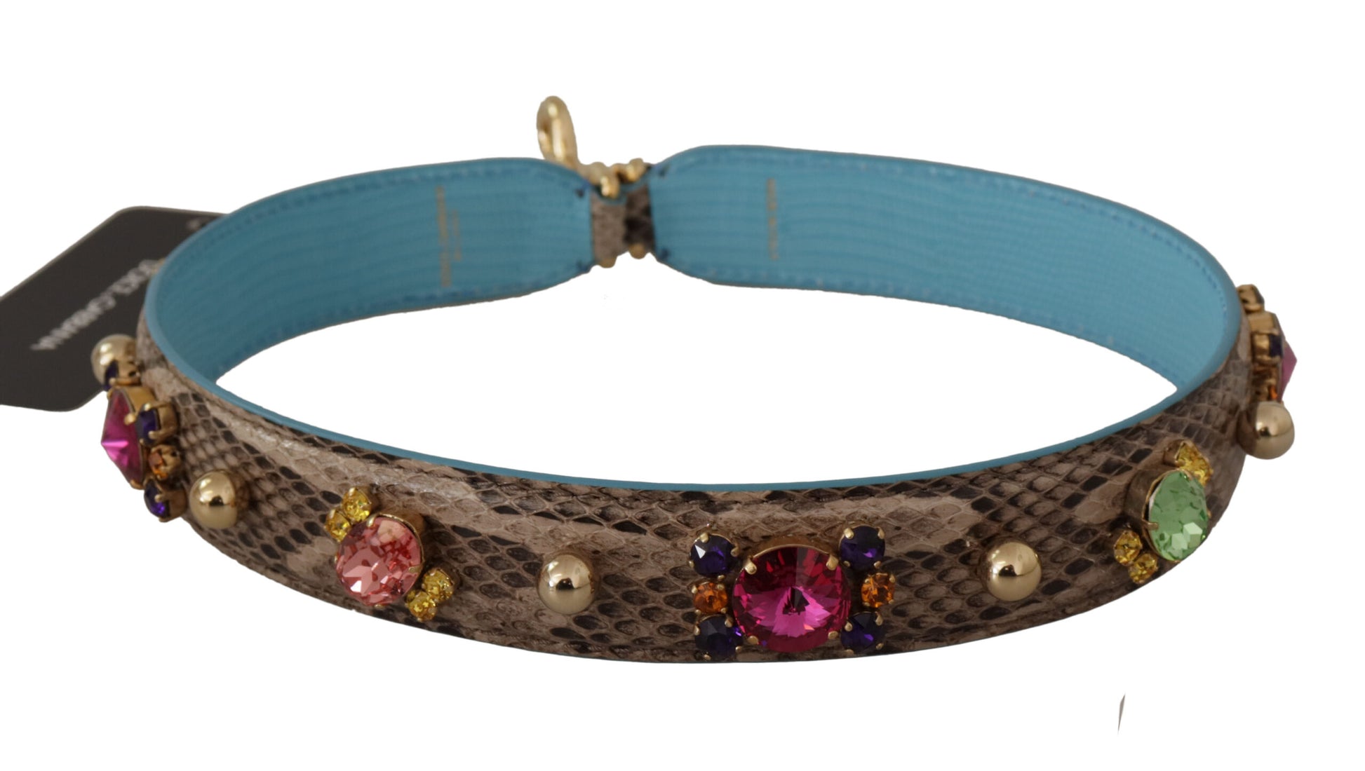 Blue snake skin bracelet with rhinestones