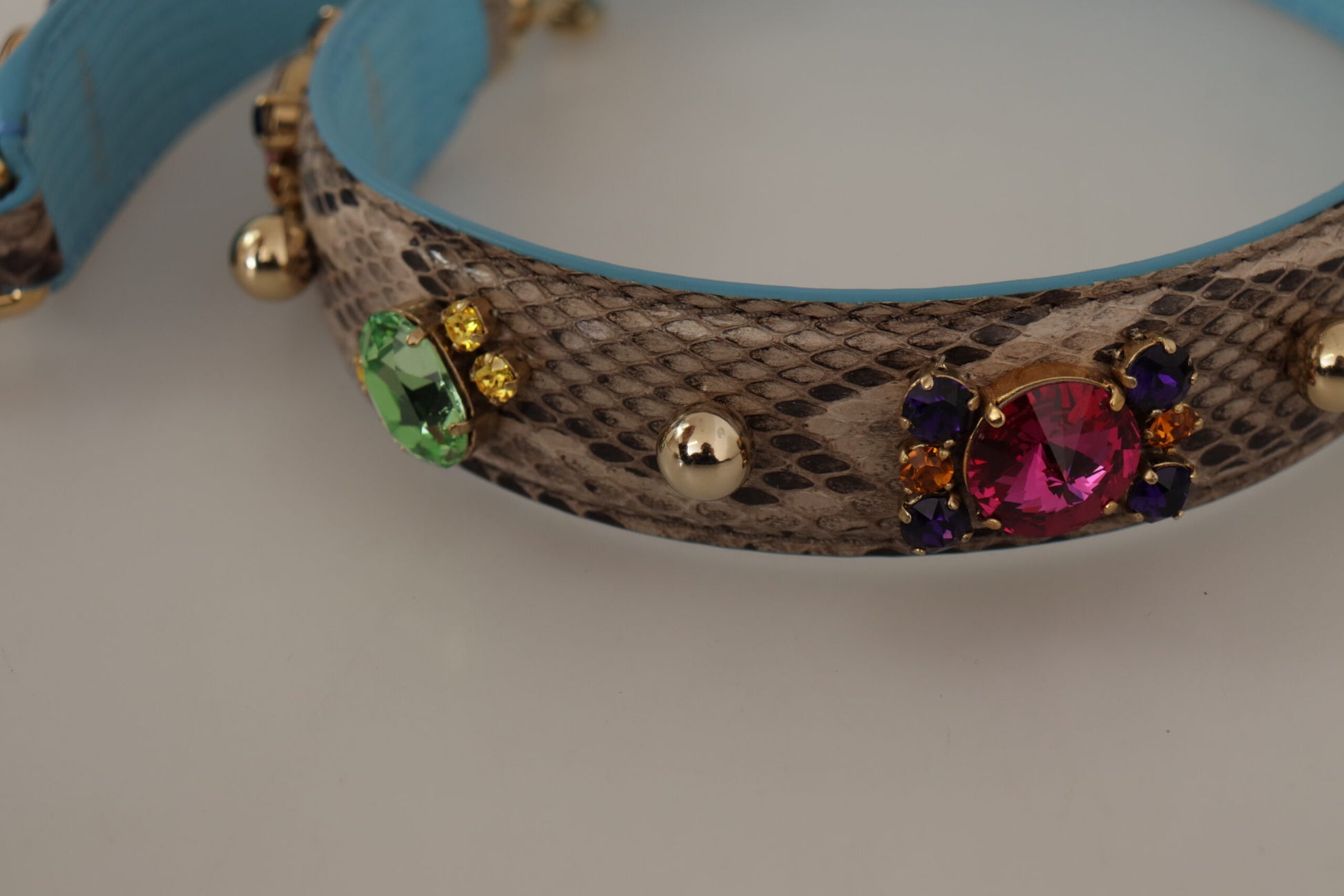 Blue snake skin bracelet with gemstones