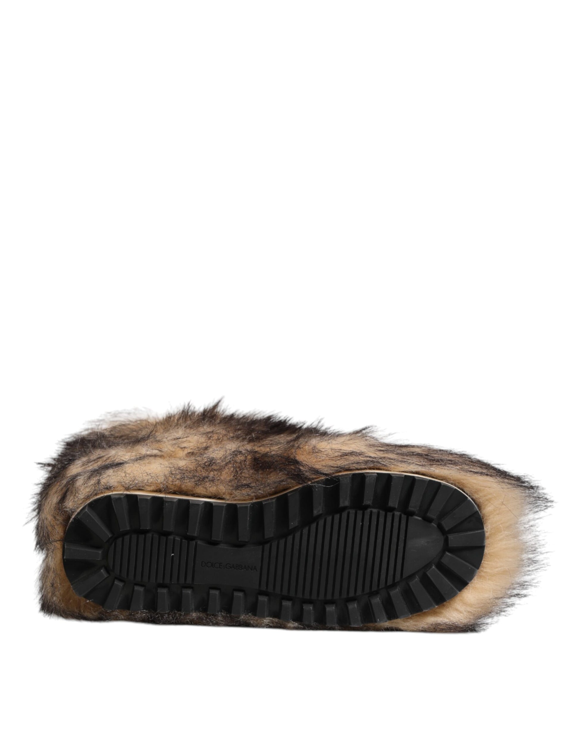 Furry boot with rubber sole