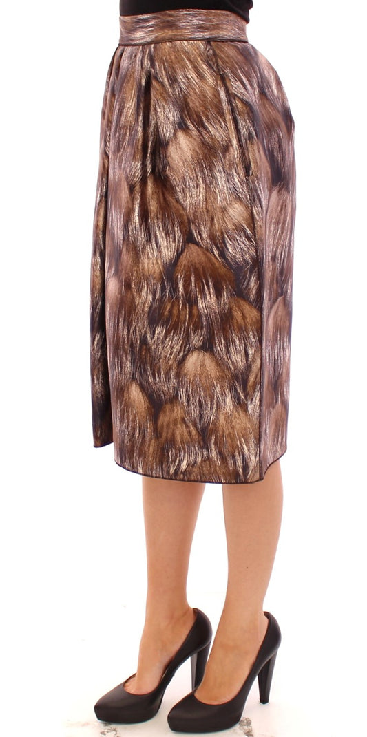 Camouflage patterned skirt worn by a person