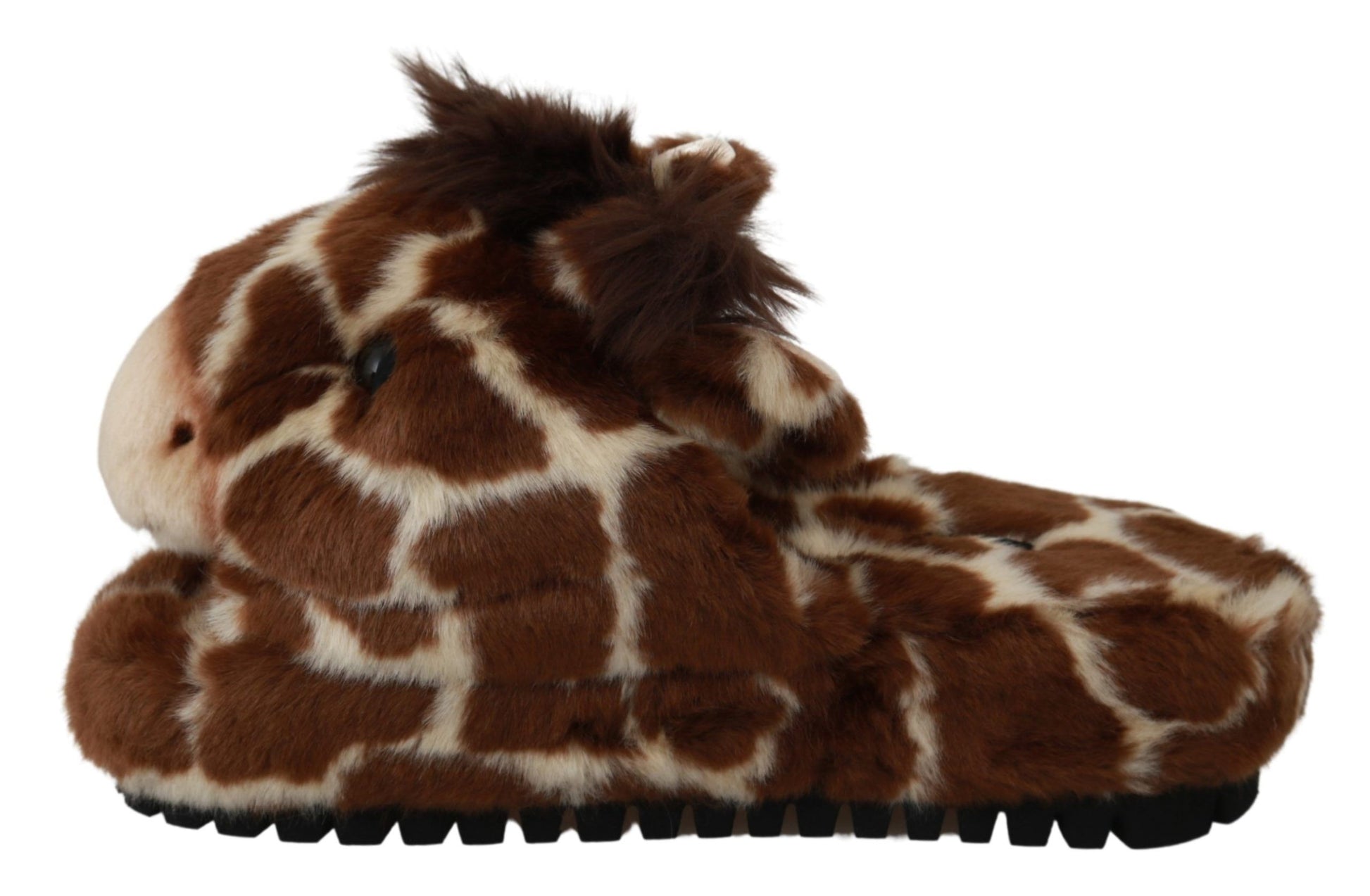 Pair of slippers shaped like a giraffe's head and body