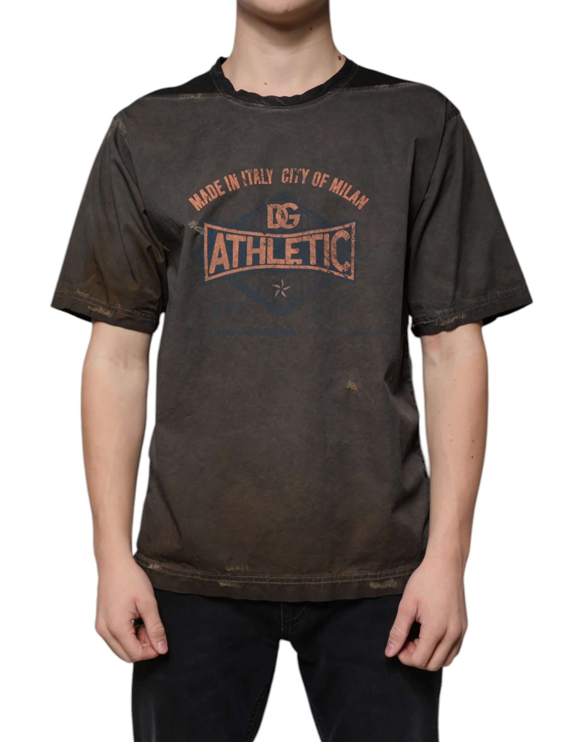 Black t-shirt with red lettering